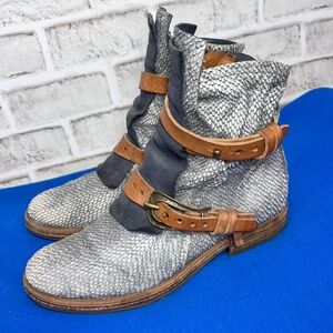 |•A.S.98•| Rad Cool Snakeskin Leather Boots Size 37 / 6.5-7